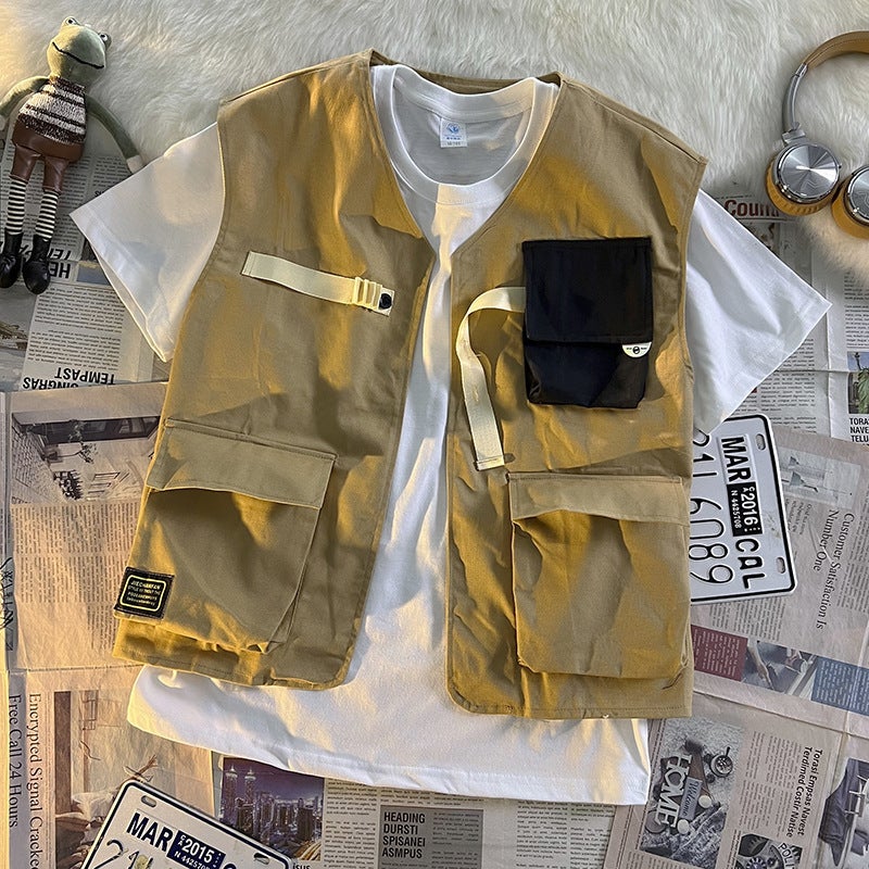 Japanese Style Retro Khachi Men'S Functional Tactical Vest Men'S Trendy Brand Sleeveless Vest Work Jacket - Image 2